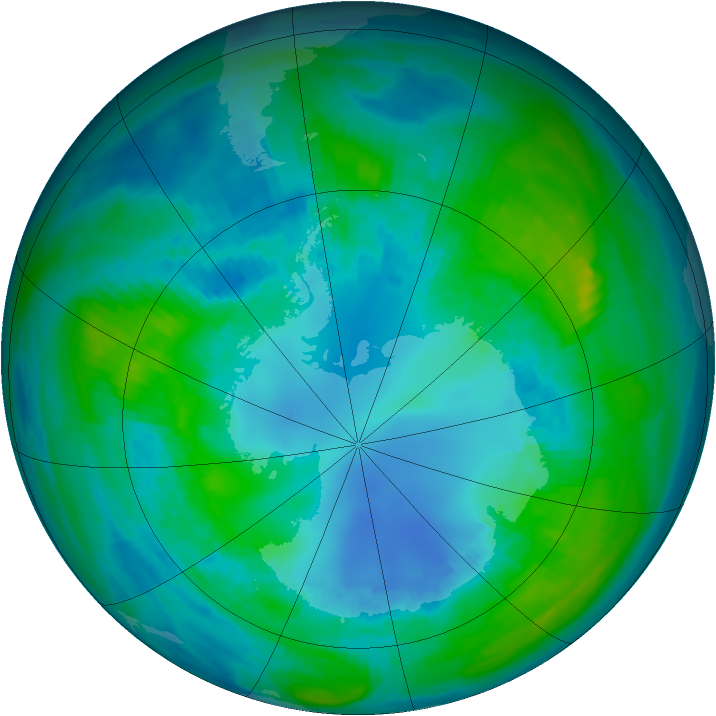 Antarctic ozone map for 23 April 1984